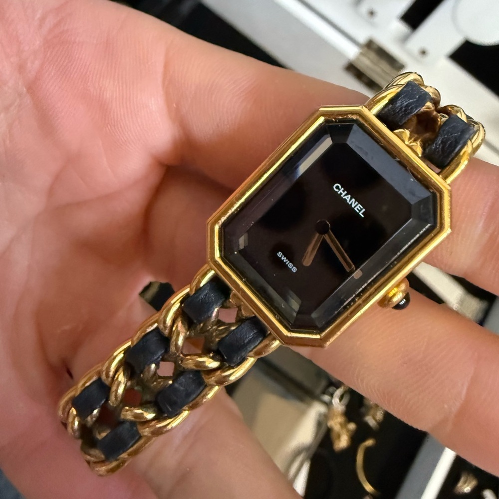 Chanel Stainless Steel Lambskin 20mm Chain Premiere Quartz Watch Gold